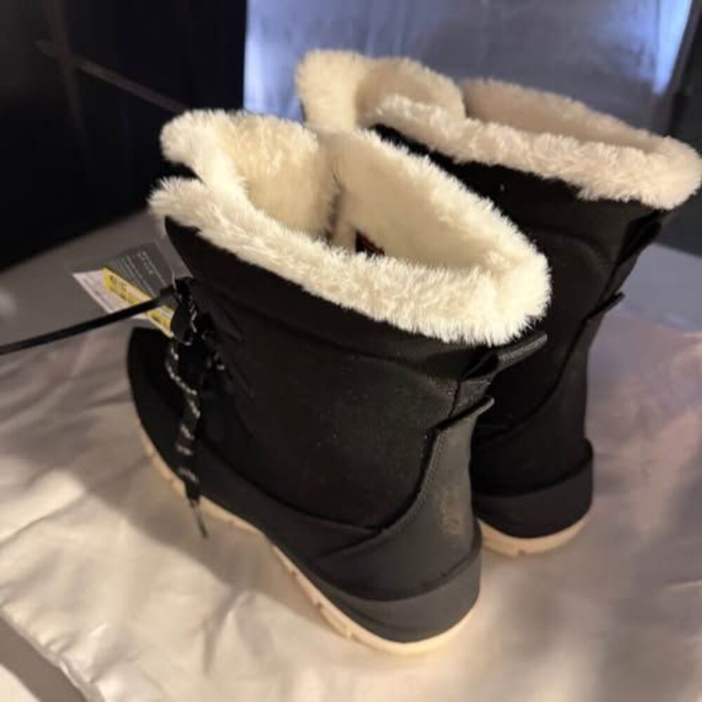 New Women's Black Winter Boots Faux Fur - Picture 5 of 6